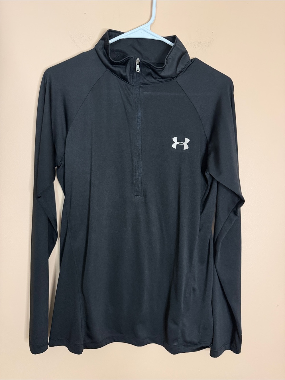 Under Armour Black Long-Sleeve 1/4 Zip Performance Top with White Logo